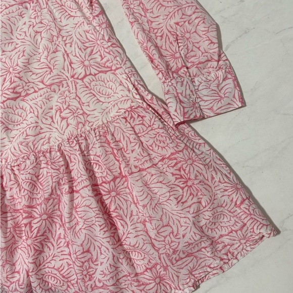 Fox & Hen Medium Pink Floral Ruffle Neck Long Sleeve Peplum Dress Feminine Boho - Picture 5 of 5